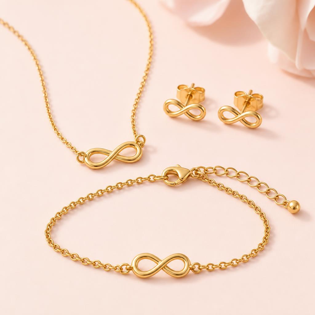 Set Infinito de joyas doradas