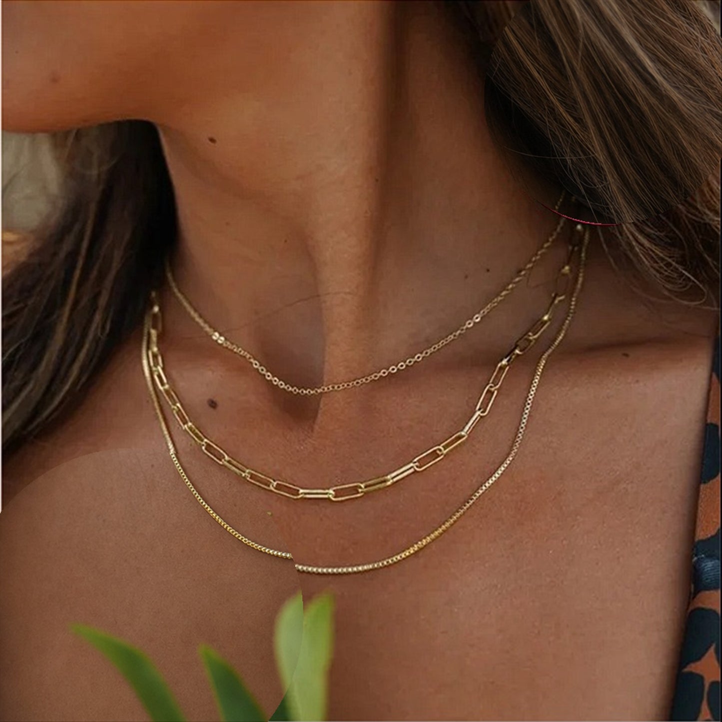 Collar Triple Vela dorado