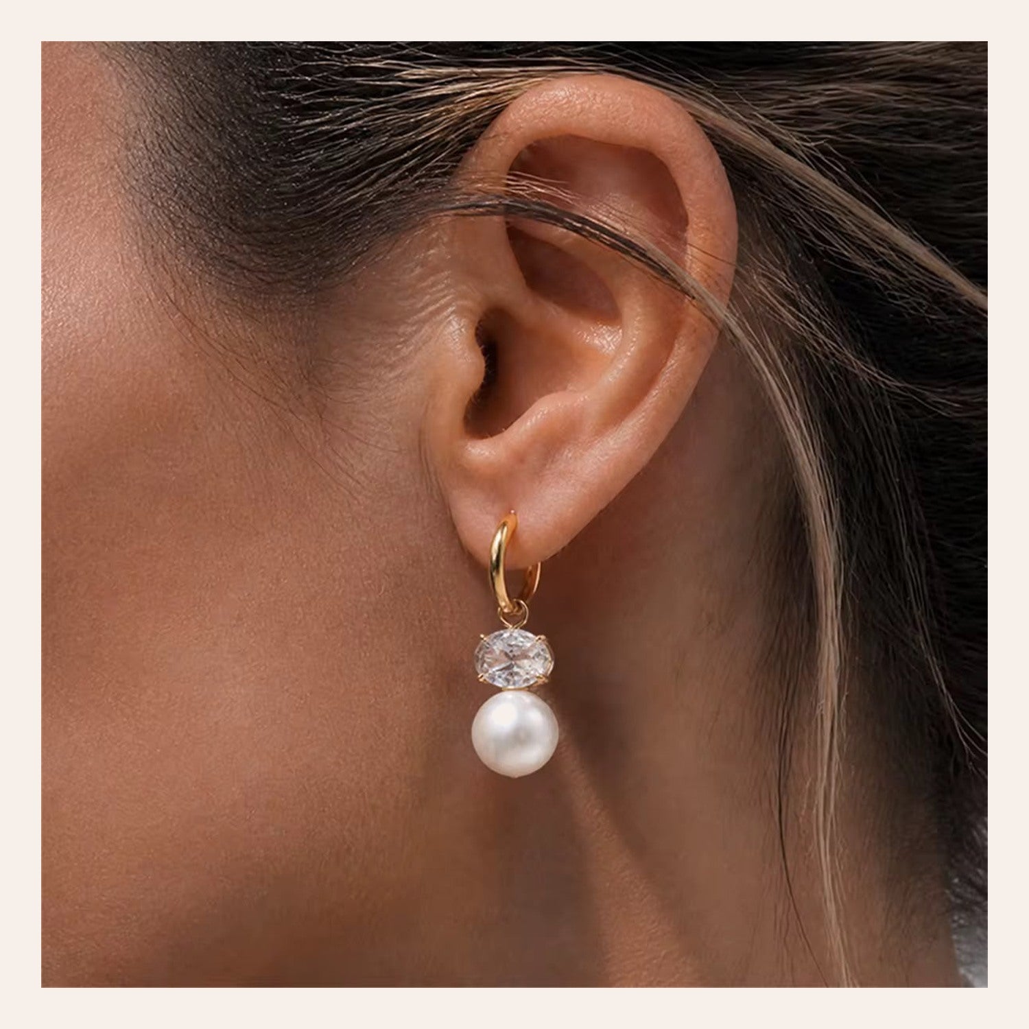 Aretes Noche Estelar con circonita y perla