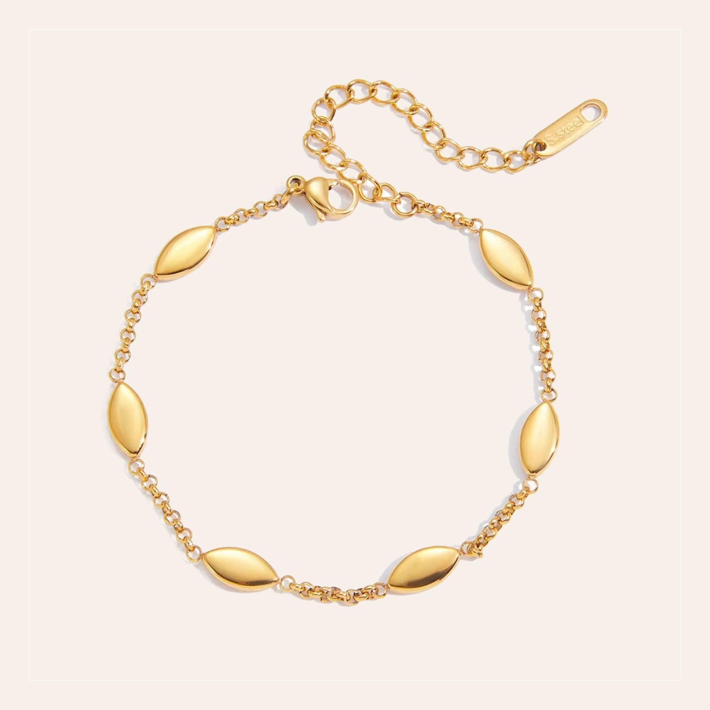 Pulsera Locamente Dorada con cuentas ovaladas