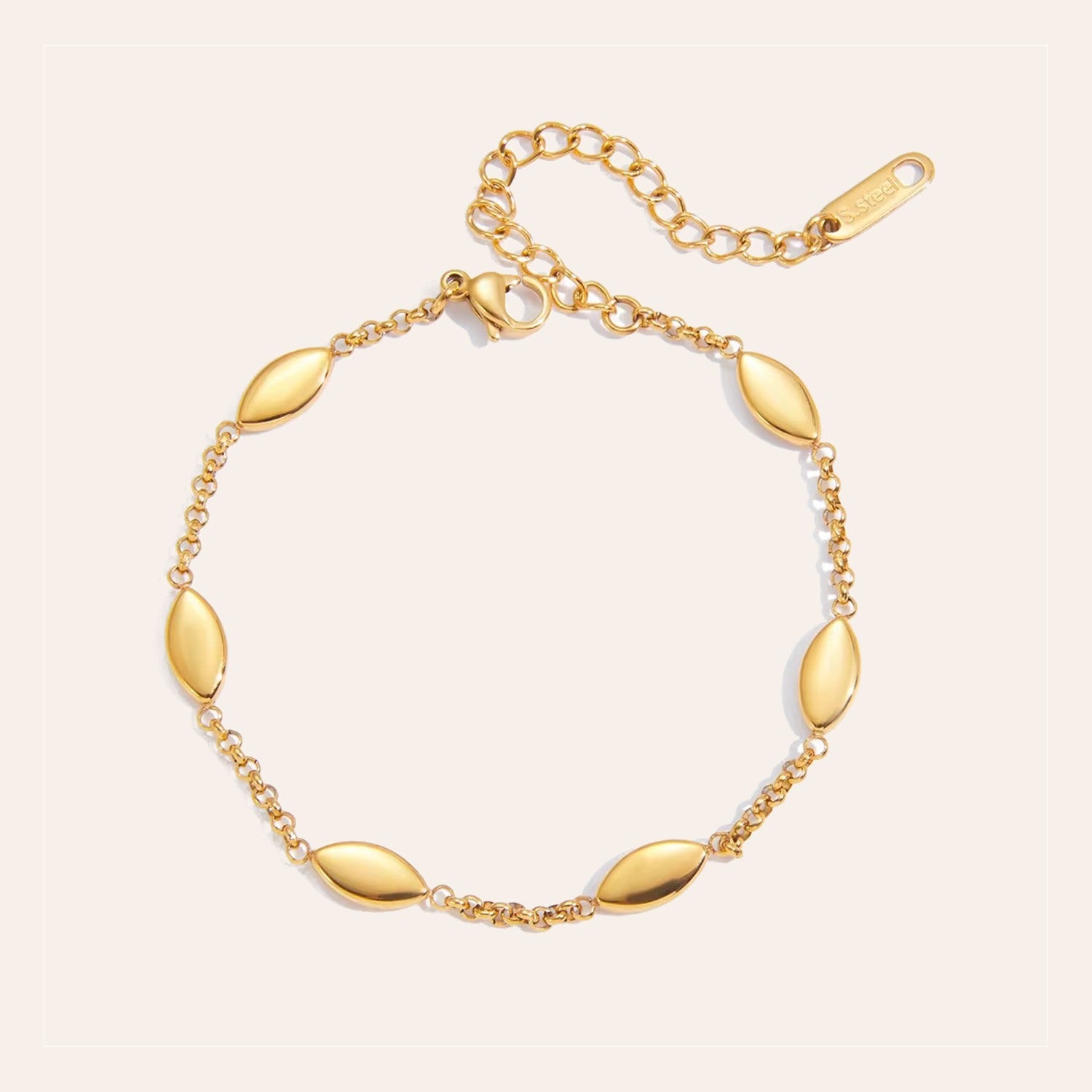 Pulsera Locamente Dorada con cuentas ovaladas