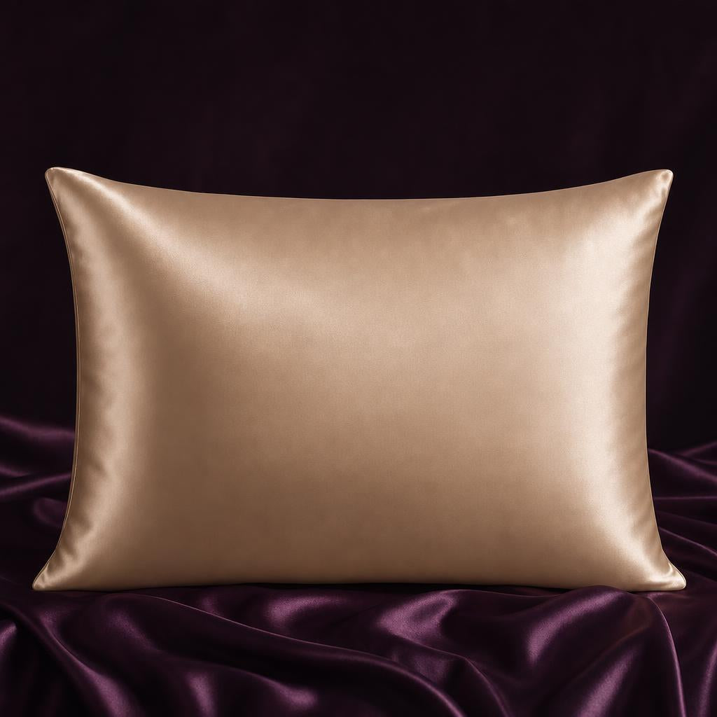 Funda de almohada de seda color albaricoque
