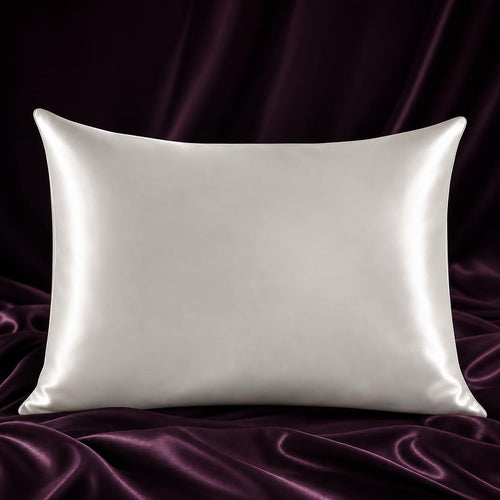 Funda de almohada de seda color blanco marfil