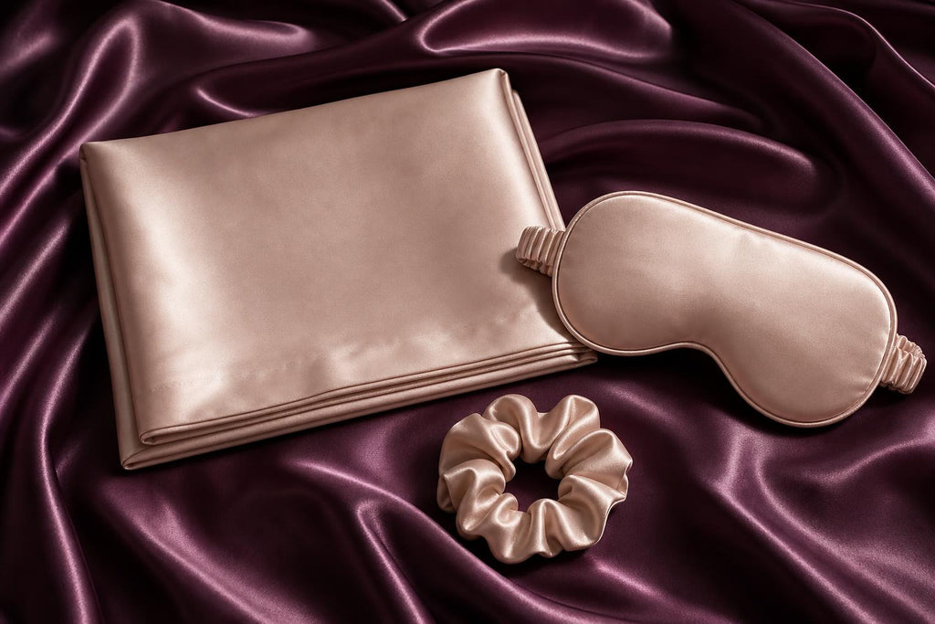 Set Beauty Sleep de seda: funda, antifaz y coletero